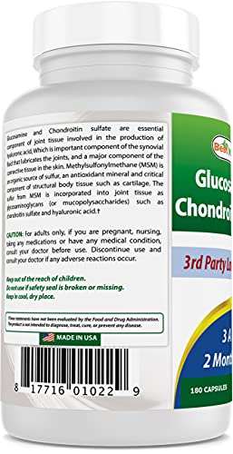 Best Naturals Glucosamine Chondroitin and MSM (Non-GMO) - Promotes Joint Health