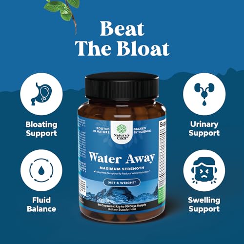 Water Away Pills Maximum Strength - Herbal Diuretic Pills for Water Reten