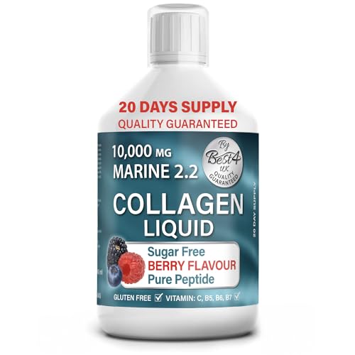 Marine Collagen 2.2 Liquid 10000mg Sugar Free Ready to Drink Berry Flavour, Hyaluronic Acid, Pure Peptide, Vitamin B5, B6, B7, C, D3