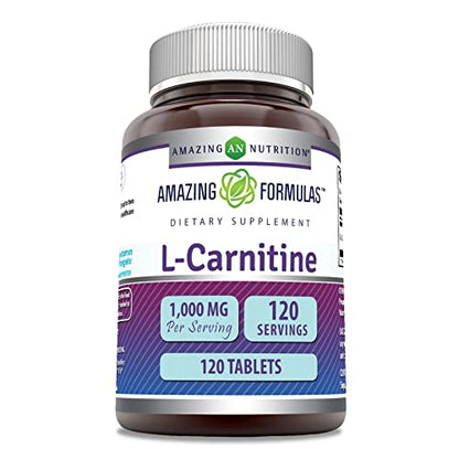 Amazing Formulas L-Carnitine Fumarate 1000Mg 120 Tablets Supplement | Amino Acid 