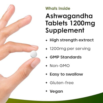 Ashwagandha 1200mg - 365 Vegan Tablets Pure High Strength Ashwagandha Root