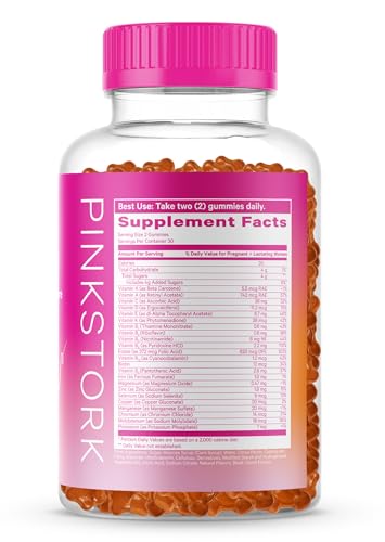 Pink Stork Total Prenatal Vitamin Gummies for Women with Folic Acid, Vitamin D, and Vitamin B6