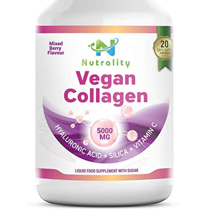 Nutrality Vegan Liquid Collagen | Premium-Grade 5000mg Hydrolyzed Collagen Peptides with Silica, Biotin