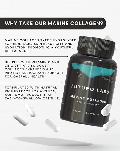 Marine Collagen Capsules 1200mg with VIT C (12mg) and Zinc (1.5mg) - Made in The UK