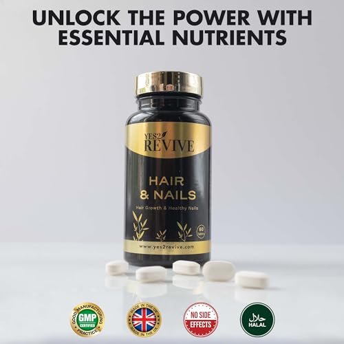 YES2 REVIVE Hair Nails Growth - Includes Marine Collagen, Ascorbic Acid, MSM & Vitamin C for Men and Women Skin, Longer, Strength, Thicker