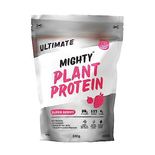 Mighty Ultimate Vegan Protein Powder, Super Berry Flavour, (17 Servings, 510g Bag without Scoop)