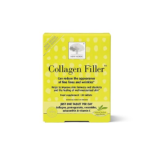 New Nordic Skin Care Collagen Filler 60 Tablets - Reduce The Formation of Wrinkles with Marine Collagen 