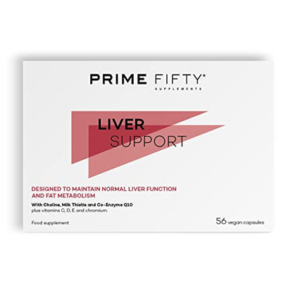 Prime Fifty Liver Support Supplements – 56 Vegan Capsules – Choline & Milk Thistle Supplements 