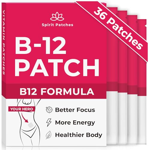 B12 Patches (Pack of 36) - 100% Natural Vitamin Patches for Women, Energy, Focus & Body