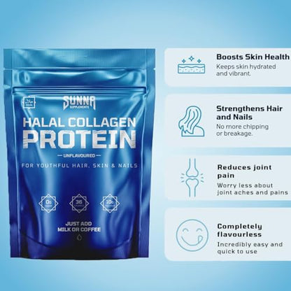 SUNNA SUPPLEMENTS - Halal Bovine Collagen Protein Powder for Hair, Skin, Nails and Joints