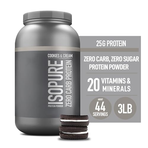 Isopure Protein Powder, Zero Carb Whey Isolate with Vitamin C & Zinc for Immune Support