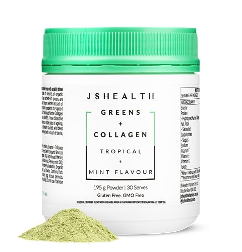 JSHealth Super Greens Powder - Greens & Collagen Powder - Superfood Powder with Marine Collagen Peptides