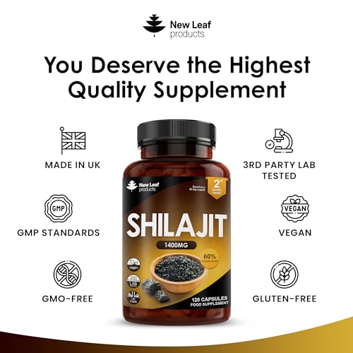 Shilajit Capsules 1400mg 60% Fulvic Acid Pure Shilajit - High Strength Himilayan Shilajit