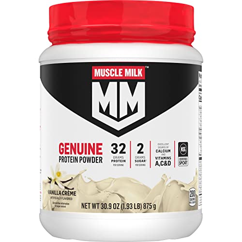 Muscle Milk Genuine Protein Powder, Vanilla Crème, 1.93 Pounds, 12 Servings, 32g Protein