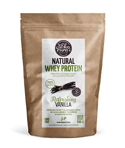 Ekopura Natural Whey Protein - Vanilla - 500g | 78% Protein | 100% Natural Grass Fed Whey