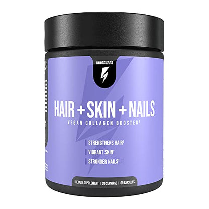 InnoSupps Hair + Skin + Nails | Vegan Collagen Booster | Biotin, Verbasnol, B12, Horsetail 