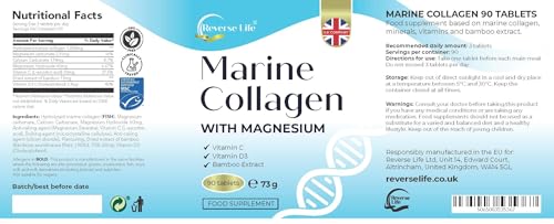 Reverse Life Powerful Marine Collagen Tablets 1800mg with Vitamin C & Vitamin D3 + Magnesium