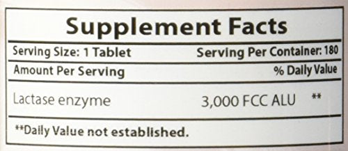 Best Naturals Fast Acting Lactase Enzyme Tablet, 3000 Fcc Alu, 180 Count