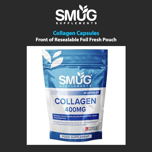 SMUG Supplements Collagen Capsules - 60 High Strength 400mg Pills - Promotes Healthy Skin