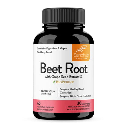 Sandhu's Beet Root Powder Capsules with Bioperine| Beetroot with Black Pepper & Grape