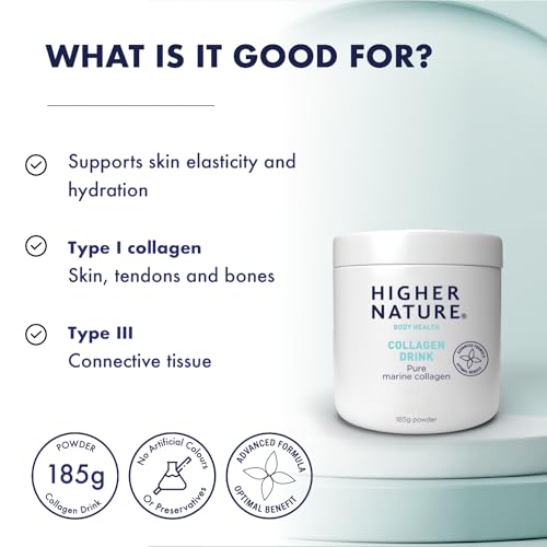 Higher Nature - Collagen Drink - Increases Skin Elasticity & Hydration - Collagen Powder