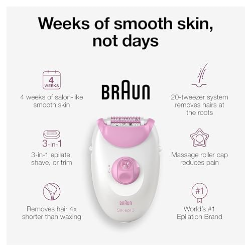 Braun Epilator Silk-epil 3 3-270, Hair Removal Device, Epilator for Women, Shaver & Trimmer