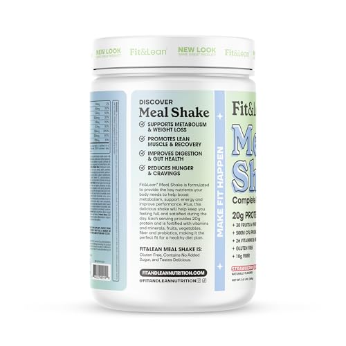 Fit & Lean Meal Shake, Fat Burning Meal Replacement, Protein, Fiber, Probiotics, Strawberry