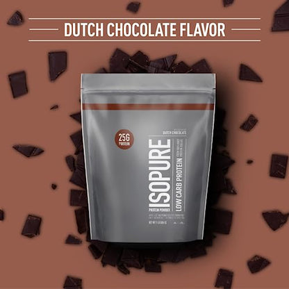 Isopure Dutch Chocolate Whey Isolate Protein Powder with Vitamin C & Zinc for Immune