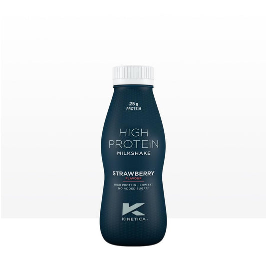 Kinetica Ready-to-Drink Protein Shake, 12 X 330mls, 165 cals, 25g Protein per Bottle, Low Fat (Strawberry)