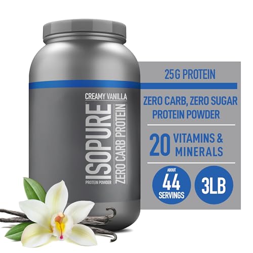 Isopure Protein Powder, Creamy Vanilla Whey Isolate with Vitamin C & Zinc for Immune