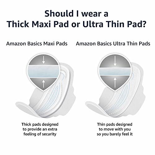 Amazon Basics Thick Maxi Pads with Flexi-Wings for Periods, Extra Heavy Overnight Absorbency