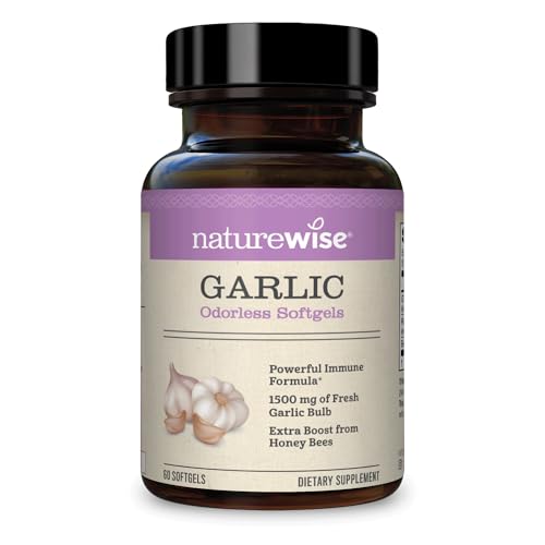 NatureWise Garlic Odorless Softgels 1500mg Support Teeth & Immune System Health