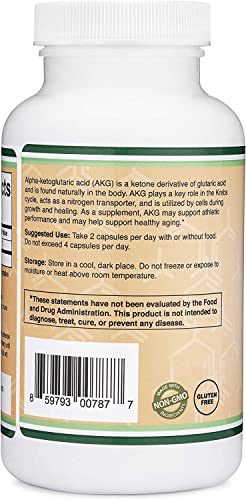 AKG Supplement (Alpha Ketoglutaric Acid) 1,000mg Per Serving (180 Capsules) Different