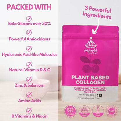 HYBRID HERBS – Plant Based Collagen Powder - Anti Aging Supplement for Skin, Wrinkles