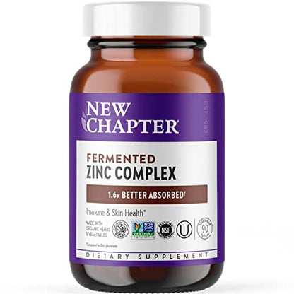 New Chapter Zinc Supplement, Fermented Zinc Complex, ONE Daily for Immune Support 