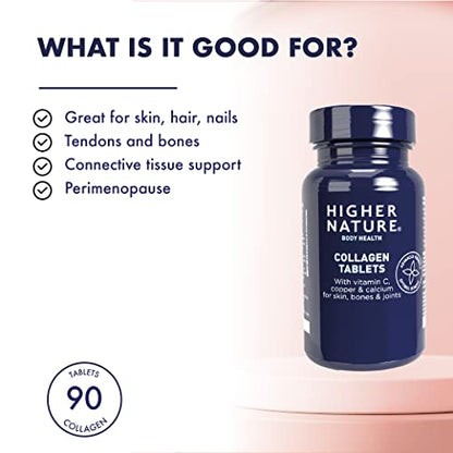 Higher Nature - Collagen Tablets - Hydrolysed Marine Collagen - Vitamin C - Calcium for Bone Support