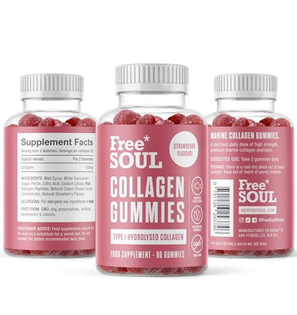 Collagen Gummies, Marine Collagen Supplement with Effective Type 1 Hydrolysed Collagen Peptides