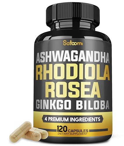 6050mg Rhodiola Rosea Supplement with Ashwagandha Root, Ginkgo Biloba & Black Pepper