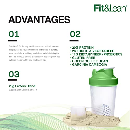 Fit & Lean Meal Shake, Fat Burning Meal Replacement, Protein, Fiber, Probiotics, Vanilla