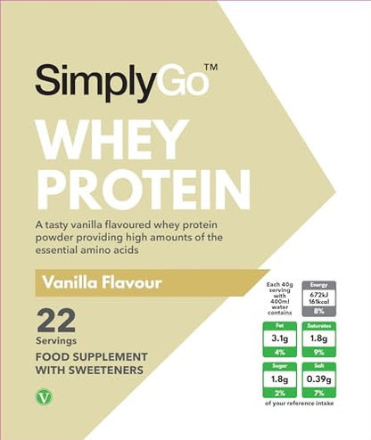 SimplyGo Whey Protein Powder | 900g | Simply Add 30g to Water, Juice or Shakes