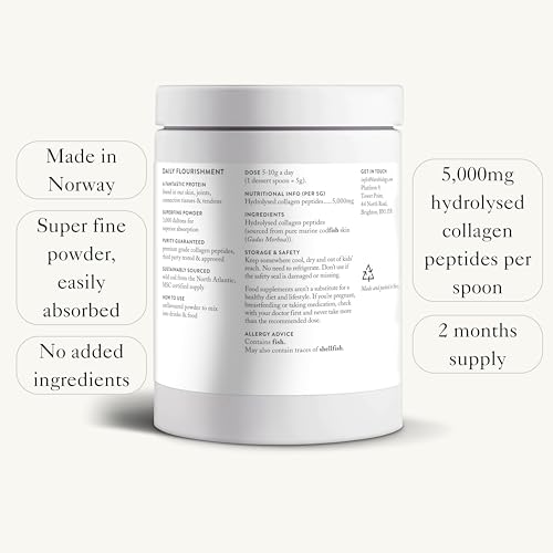 Bare Biology Collagen Powder, 300g/60 Servings - Skinful Pure Marine Collagen Supplement for Skin