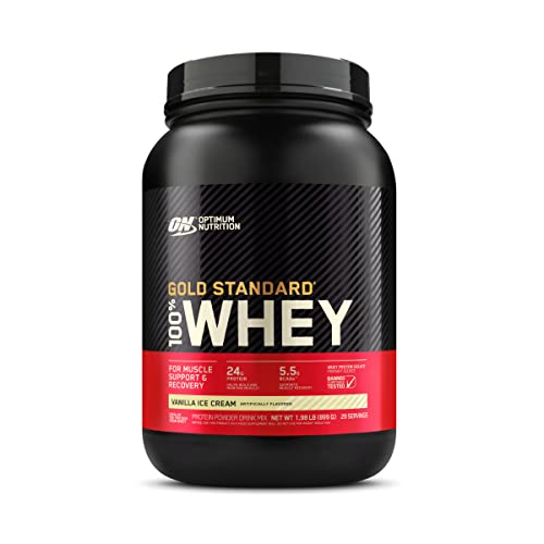 Optimum Nutrition Gold Standard 100% Whey Protein Powder, Vanilla Ice Cream, 2 Pound