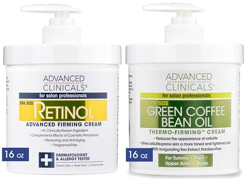 Advanced Clinicals Retinol Body Cream + Green Coffee Bean Oil Slim & Tighten Body Lotion 