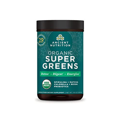 Ancient Nutrition Super Greens Powder, Organic Superfood Powder with Probiotics 