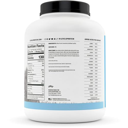 Levels Grass Fed 100% Whey Protein, No Hormones, Unflavored, 5LB