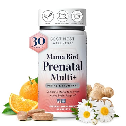 Best Nest Wellness Mama Bird Prenatal Vitamin Iron Free, No Iron or Iodine, Methylfolate