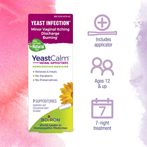 Boiron YeastCalm Homeopathic Suppositories for Yeast Infections, Burning, Discharge