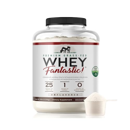 Whey Fantastic Unflavored - 100% Natural Grass Fed Whey Protein Powder - Unique 3