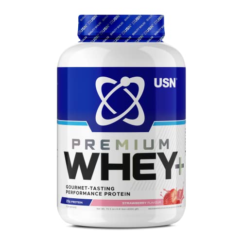 USN Whey+ Strawberry Protein Powder 2kg - Muscle Building & Recovery Protein Shakes