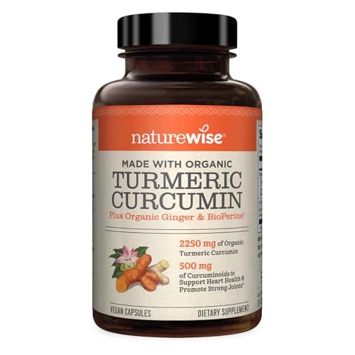 NatureWise Curcumin Turmeric 2250mg | 95% Curcuminoids & BioPerine Black Pepper 